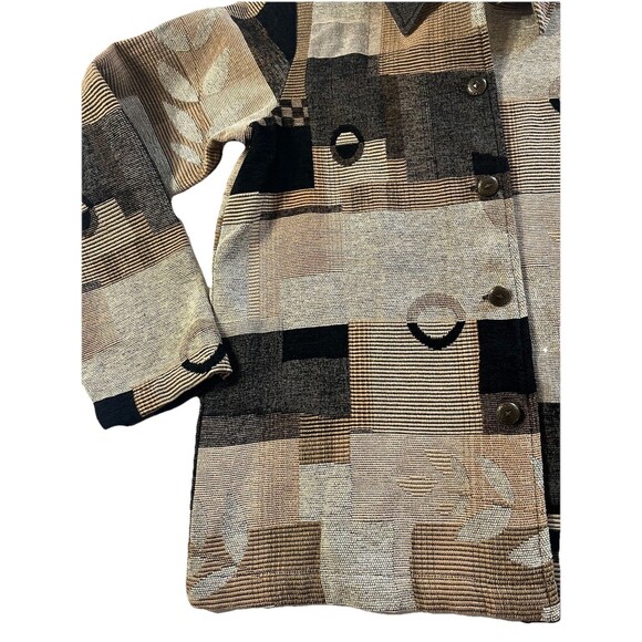 Susan Graver Jacket Blazer Size M Artsy Leaves Cabin Fall Brown Colorblock - Picture 5 of 7